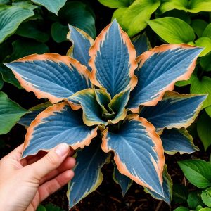 Хоста Океан Вью купить по цене от 960р. в интернет-магазине «Посадика» с доставкой почтой в в Певеке и по всей России – [изображение №1].